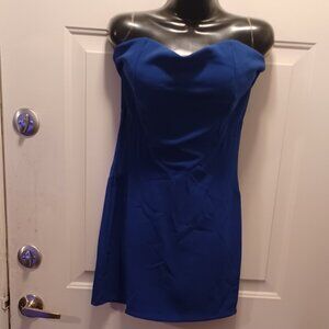 Nella Fantasia- large navy blue halter dress with net sheer see-through panels